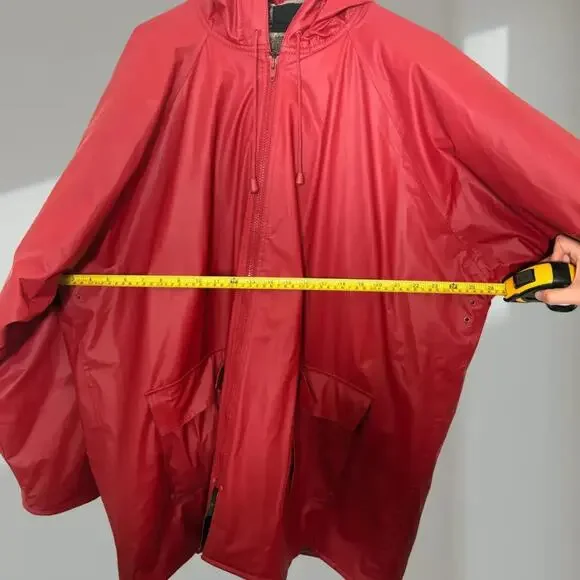Misty Harbor Original Hooded Rain Jacket with Plaid Lining – Red (Unisex 2XL)